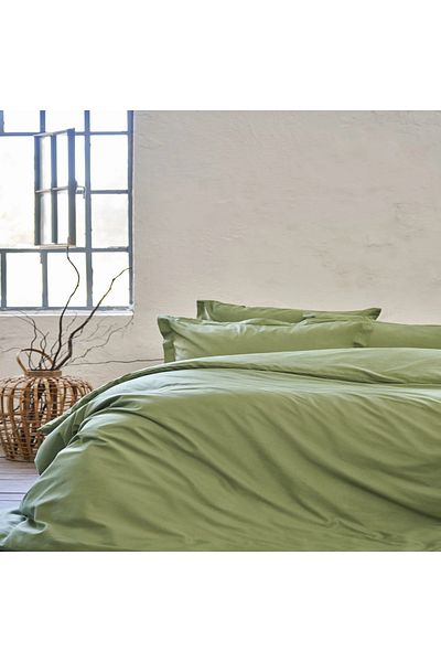 Linens Dark Green Single Cotton Satin Duvet Cover - Mix&Match