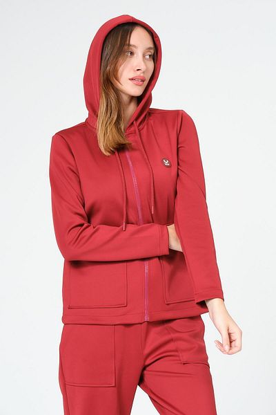 Rich Women's Scuba Hooded Full Zip Sweatshirt Cardigan