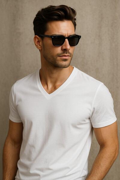 Rich Ανδρικό κοντομάνικο μπλουζάκι με λαιμόκοψη V 100% βαμβακερό