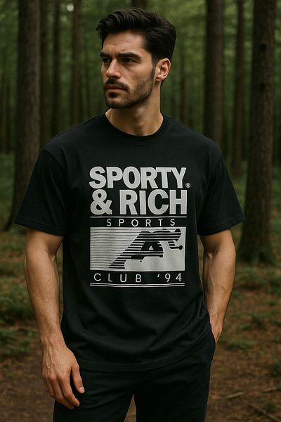 Rich Ανδρικό μπλουζάκι Basic Oversize Άνετη εφαρμογή 100% βαμβακερό μπλουζάκι με κοντό μανίκι