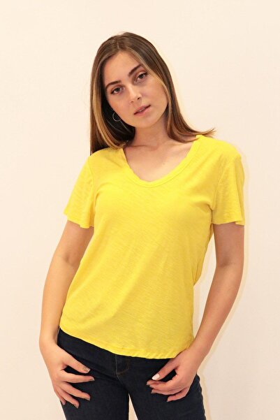 RICH GİYİM Organska majica sa V-izrezom za bogate žene T-shirt 100% pamuk