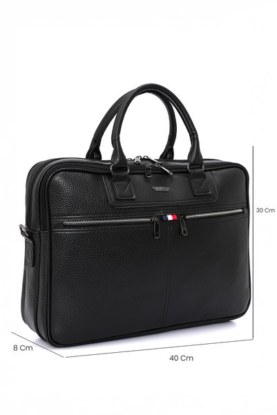 Cambridge Polo Club Black Faux Leather Briefcase - Plevr50073