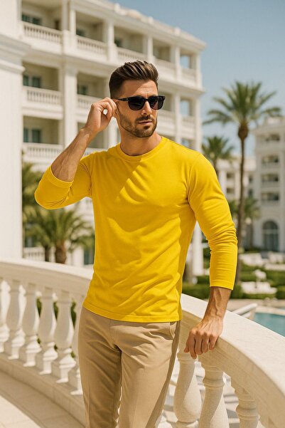 Rich Ανδρικό μακρυμάνικο μπλουζάκι με λαιμόκοψη - 100% βαμβακερό Basic Relaxed T-shirt