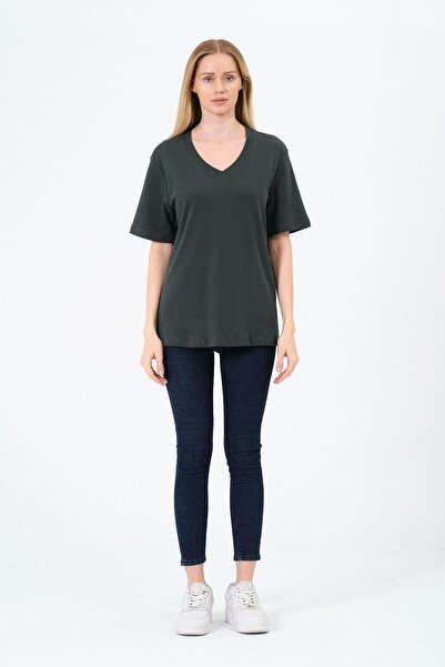 Rich Γυναικείο κοντό μπλουζάκι με λαιμόκοψη V - Interlock Fabric