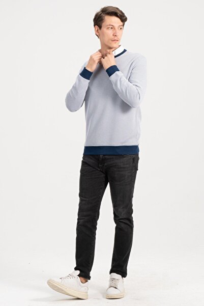 Rich Чоловічий велосипедний комір темно-синій светр