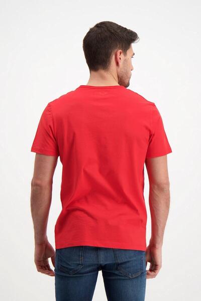 RICH GİYİM Red Men's Washed Basic T-shirt