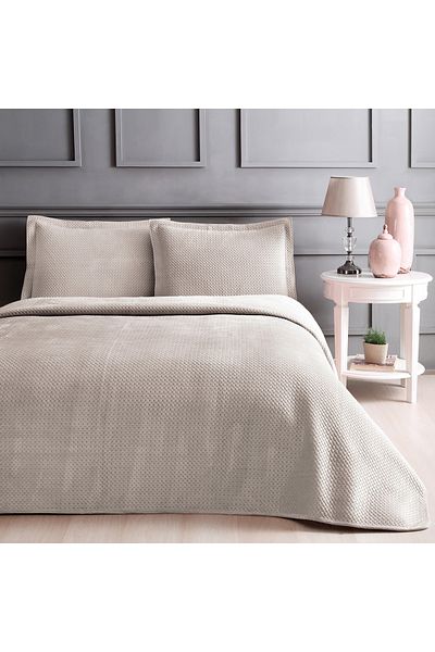 Linens Glace Beige Double Bedspread Set