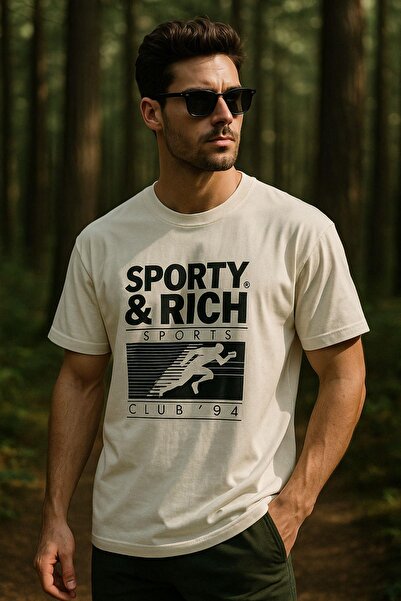 Rich Ανδρικό μπλουζάκι Basic Oversize Άνετη εφαρμογή 100% βαμβακερό μπλουζάκι με κοντό μανίκι