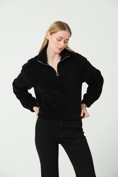 Rich Women's Plush Half Zipper Fleece Coat
