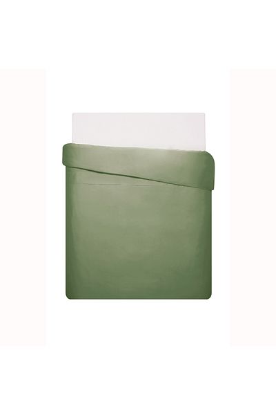Linens Cotton Satin Mix&Match Double Dark Green Duvet Cover