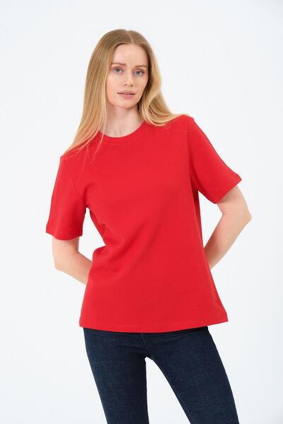 Rich Women's Crew Neck Short Sleeve Basic T-Shirt - Interlock Fabric