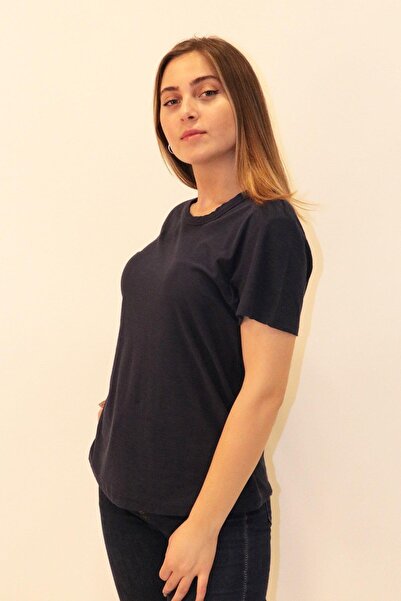 RICH GİYİM Богата дамска органична тениска с кръгло деколте 100% памучна тениска