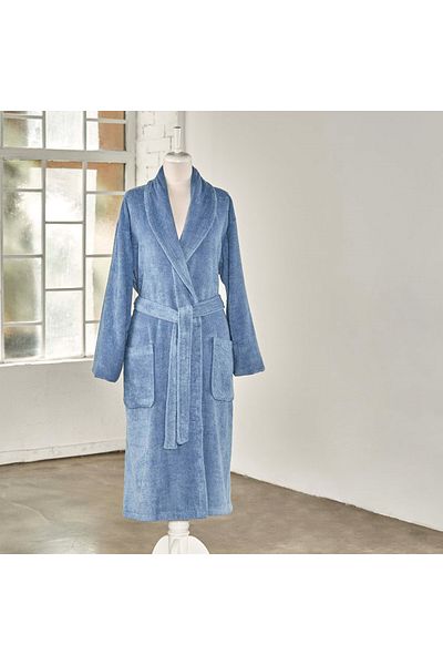 Linens Halat de baie din bumbac moale Albastru Xl
