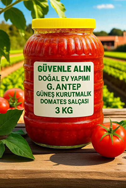 GÜVENLE ALIN G. ANTEP DOĞAL EV TİPİ KATKI MADDESİZ DOMATES SALÇASI 3 Kg