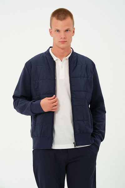 Rich Ανδρικό μπουφάν Navy Blue Oversize αντιανεμικό χειμωνιάτικο πουπουλένιο παλτό