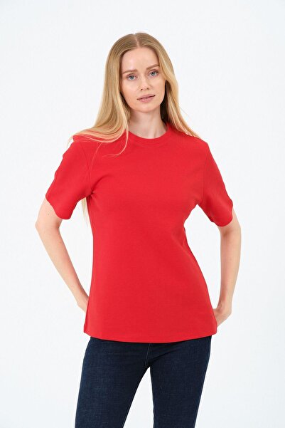 Rich Women's Crew Neck Short Sleeve Basic T-Shirt - Interlock Fabric