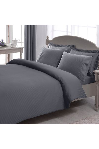 Taç Σετ Παπλωματοθήκη Stripe Premium Basic King Size Anthracite