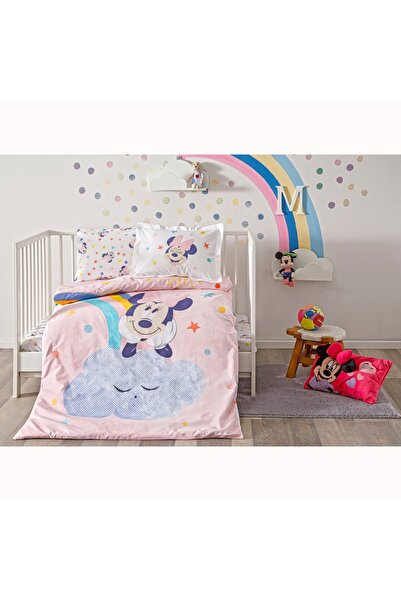 Taç Disney Minnie Mouse Sun Pamuk Bebek Nevresim Takımı