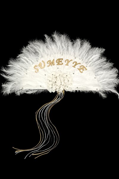 AZREN STORE Beyaz Gelin Yelpazesi, Bride To Be, Nedime Yelpazesi Bekarlığa Veda Kına Gecesi,tüylü Ahşap Yelpaze