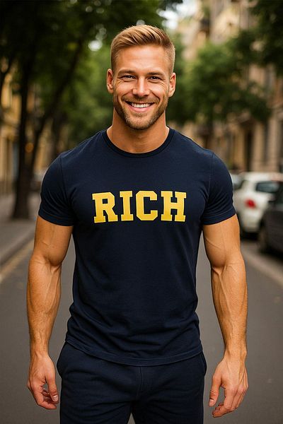 Rich Ανδρικό μπλουζάκι με στάμπα με κέντημα