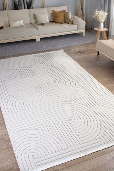 Krem Beyaz Sisal Dokuma Makine Halısı Saçaklı Kaymaz Oturma Salon Mutfak Çocuk Oda Yolluk