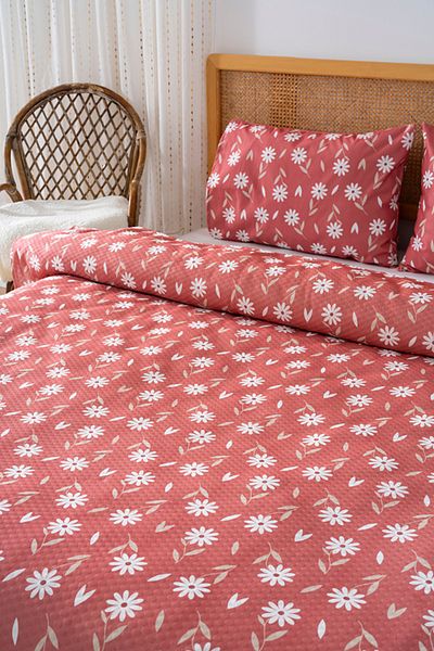 Rivaİstanbul Dusty Rose Daisy Double Printed Pique 200 X 220 cm