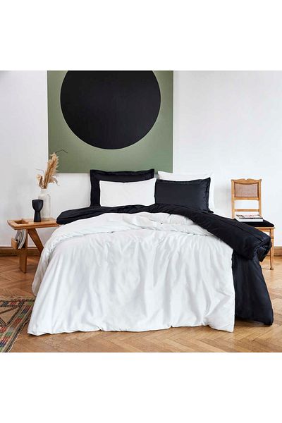 Linens Mix&Match Cotton Single Satin Duvet Cover Black
