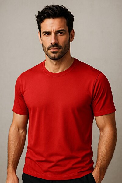 Rich Men's Slim Fit Crew Neck 100% Cotton Athlete T-Shirt - Short Sleeve Basic T-Shirt