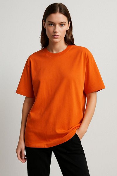Rich Tricou de bază oversize pentru femei Tile 100% bumbac – Tricou confortabil cu decolteu relaxat