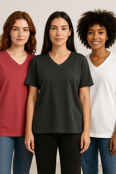 Rich Γυναικείο μπλουζάκι 3 συσκευασιών Anthracite-White-Pink Oversize T-shirt 100% βαμβακερό με λαιμόκοψη