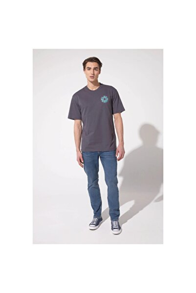 Lee Ανδρικό μπλουζάκι σε γκρι λαιμόκοψη