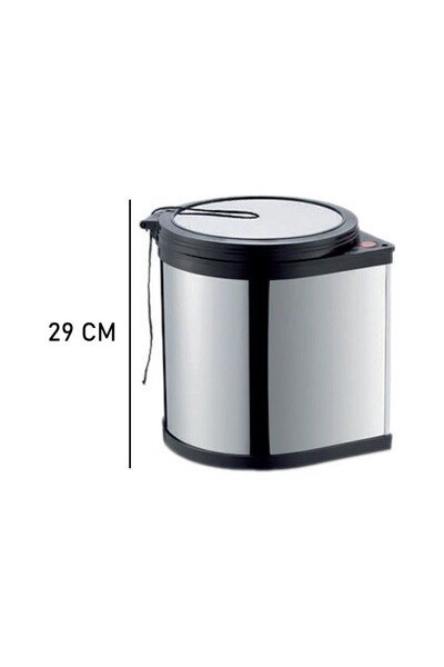 KZL AKSESUAR Inside Cabinet Lid Mounted Trash Can 11 Liter Kitchen under Counter Stainless Steel Automatic Economical