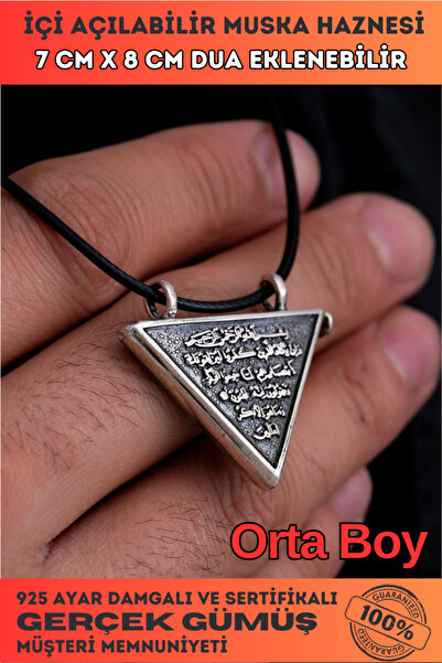 OSMANLI GÜMÜŞ Nazar Duası Yazılı Gümüş Cevşen Muska Haznesi Orta Boy