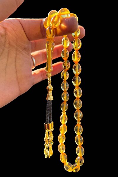 Teta Collection Karınca Fosilli Toz Kehribar Tesbih Hediyelik Ahşap Kutulu Ke...