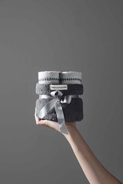 COTTONMANIA Profundo Bouquet Space - Özel Tasarım, Modern, Sepetli, Hediye / Misafir Havlusu