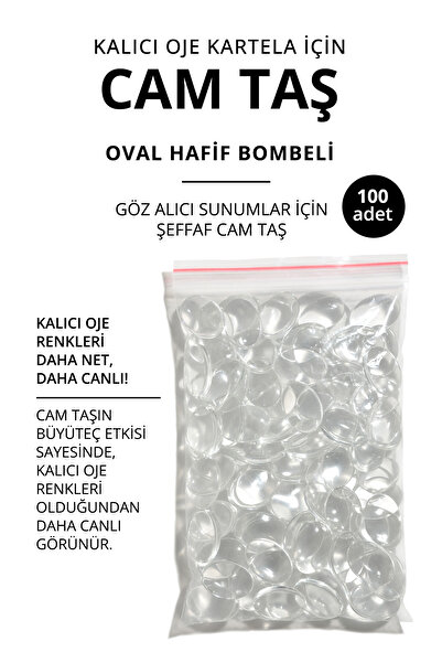 MOMO professional Kalıcı Oje Kartela Için Cam Taş, Oval Hafif Bombeli, 100 Adet