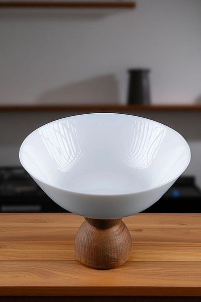 Violenza Home Lucio Oak Wooden Leg 23 cm Pit Presentation Plate, Fruit Bowl, Dessert Presentation, Snack Bowl, Bowl, Presentation Stand