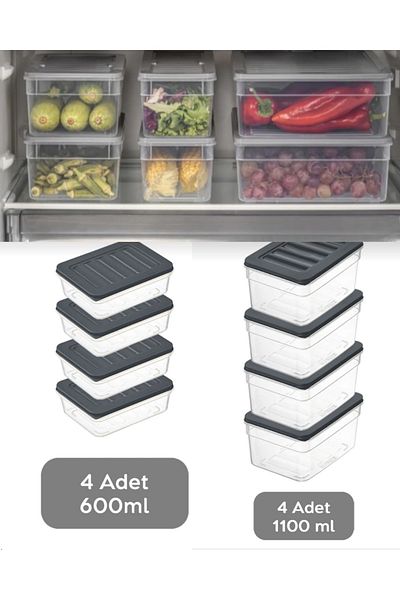 VİZYON Refrigerator Organizer Set Fridge Organizer Storage Container Diffuse Compatible Storage Container