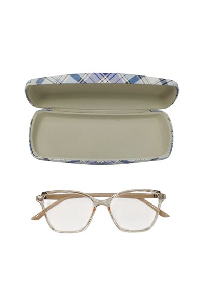 bonjorno aksesuar Oval Patterned Glasses Case for Optical Frame (Hard) Wiping Cloth with Gift