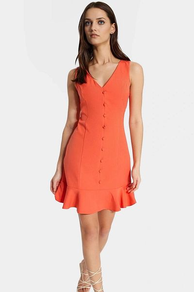 PayBuy A Line Mini Woven Dress Finike Fabric V Neck Button Business Dress Perfect Fit for Daily Use