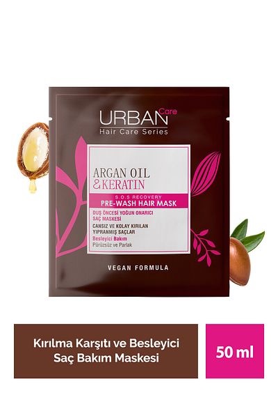 Urban Care Argan Oil&keratin Easy to Break Hair Nourishing Pre-Shower Hair Care Mask-vegan-50ml