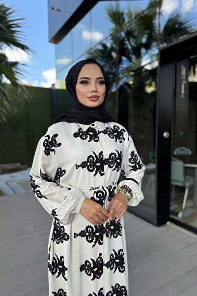 Mezka Φόρεμα με μακρυμάνικο φόρεμα από βισκόζη με έθνικ σχέδιο