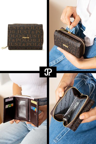 Just Polo Original Women's Luxury Series Soft Leather Stylish Card Holder Wallet with Coin & Paper Money Compartment Zipper