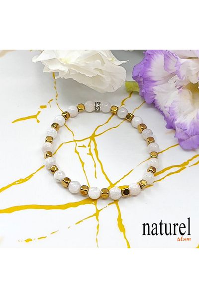 Naturel Tılsım Moonstone 6mm Natural Stone Unisex Bracelet