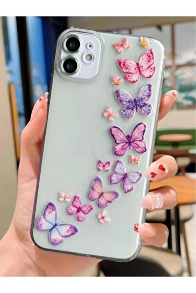3GEN CASE iPhone 11 Compatible Pastel Butterflies Patterned Transparent Silicone Case