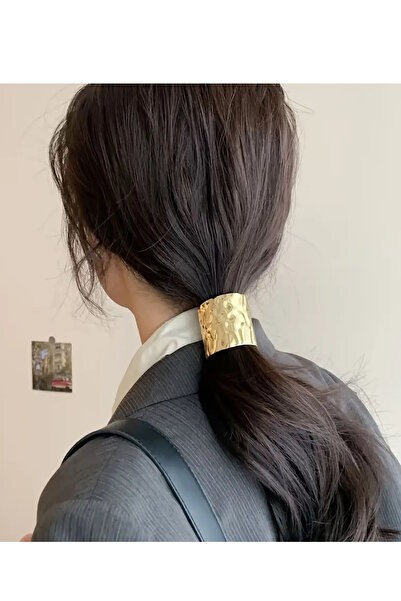 CAŞ DEKORASYON Gold Color Metal Detailed Rubber Buckle