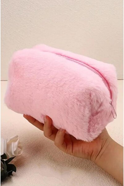 mlio حقيبة سفر ومستحضرات تجميل من القطيفة باللون الوردي