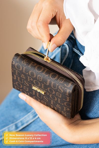 Just Polo Original Women's Luxury Series Soft Leather Stylish Card Holder Wallet with Coin & Paper Money Compartment Zipper