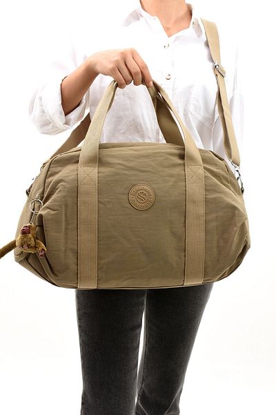 Sanmorris Beige Colored Unisex Large Size Crinkle Shoes - Crossbody Bag for Sports and Travel