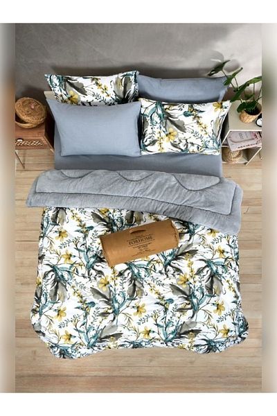 Sudemhome Double Welsoft Sleeping Set Double Sided Wellsoft Fluffy Fleece Quilt and Battal Fitted Sheet